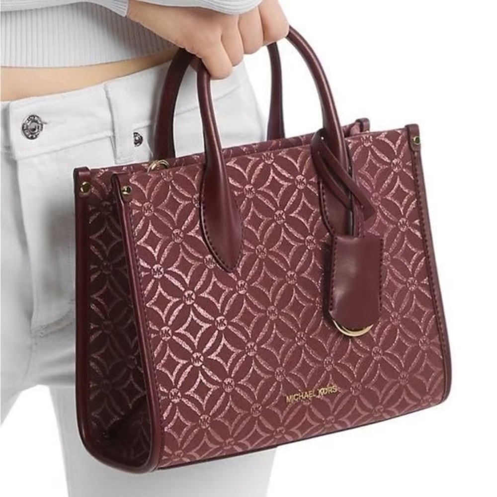 NWT MICHAEL KORS Mirella Large Metallic Logo Jacquard Tote With Matching Wallet - Picture 4 of 15